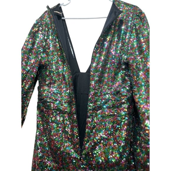 Gabrielle Union Rainbow Sequins Romper Dress Women Medium Ballon Sleeve New Year - Picture 12 of 16